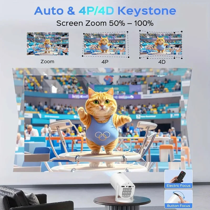 J2 Android 11 Projector 280 Lumens Dual WiFi6 + Bluetooth 5.0 4K Cinema HiFi Bass Speaker Camping Pro