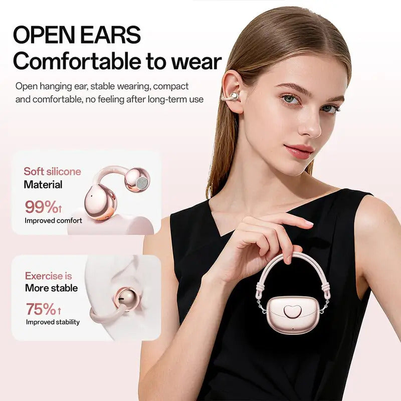 Clip Bluetooth Headphones Noise Canceling Earbuds Heart-shaped Earbuds Multifunction Bluetooth Portable Clip Ear Clip-on He C6I8