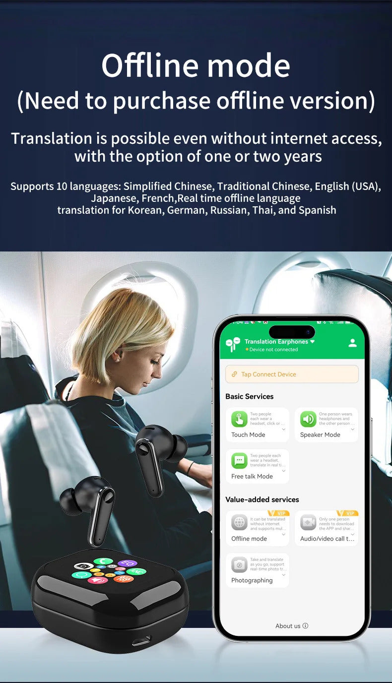 New ai headphones c11 bluetooth translation headphones in-ear charging compartment ows adjustable angle ear-hook sports headphon