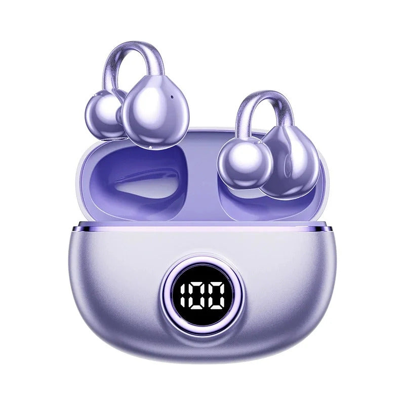 Wireless M97 TWS Ear Clip Earbuds GAS Conduction Headphones Bluetooth Call Noise Reduction Earphone HIFI Stereo Sports Headsets PURPLE