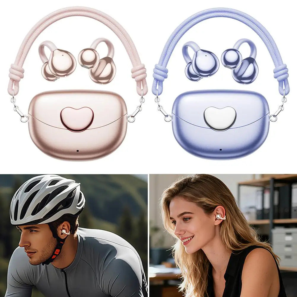 Clip Bluetooth Headphones Noise Canceling Earbuds Heart-shaped Earbuds Multifunction Bluetooth Portable Clip Ear Clip-on He C6I8