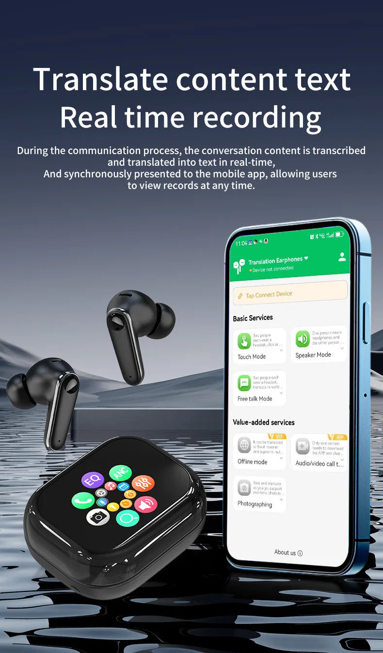 New ai headphones c11 bluetooth translation headphones in-ear charging compartment ows adjustable angle ear-hook sports headphon