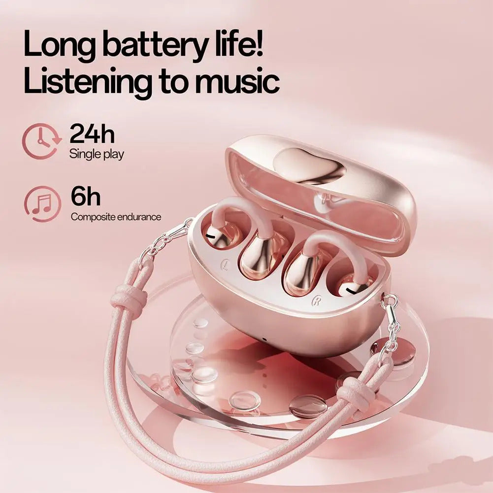Clip Bluetooth Headphones Noise Canceling Earbuds Heart-shaped Earbuds Multifunction Bluetooth Portable Clip Ear Clip-on He C6I8