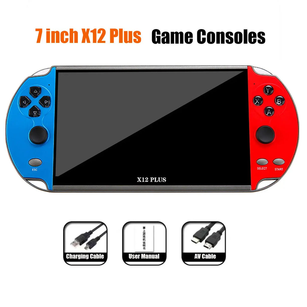 X12 Plus Portable Gaming Console, 7.0-Inch Hd Screen Portable Audio-Video Player Classic Games Over 10,000 Free Built-In Game X12PLUS