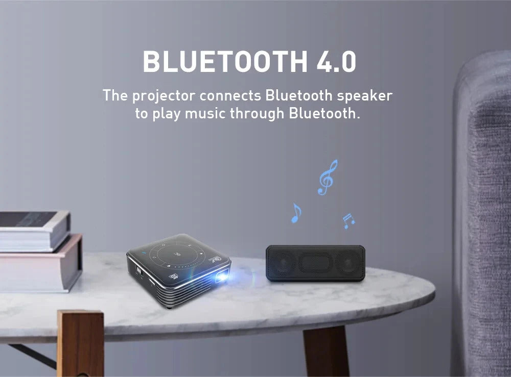 P11 DLP Projector Protable Android 9.0 Mini 3D Projector Dual WiFi Bluetooth4.0 4GB LPDDR4 32GB EMMC ARM Cortex A55 Video Palyer