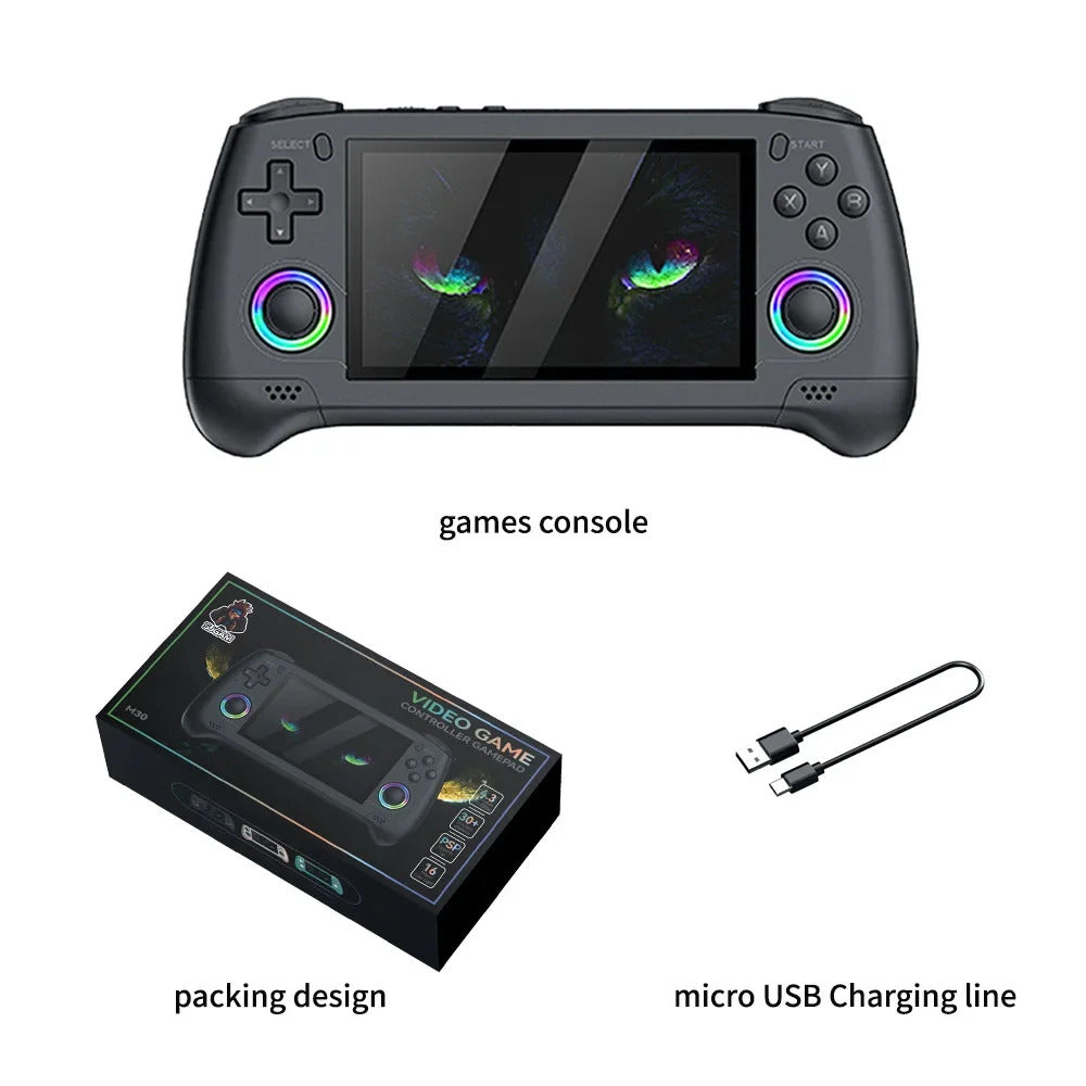 M30 4.3inch IPS screen Video Retro handheld game console nostalgic 30 simulator Forpsp 3D large game 20000+ games RGB color black add 64GB card