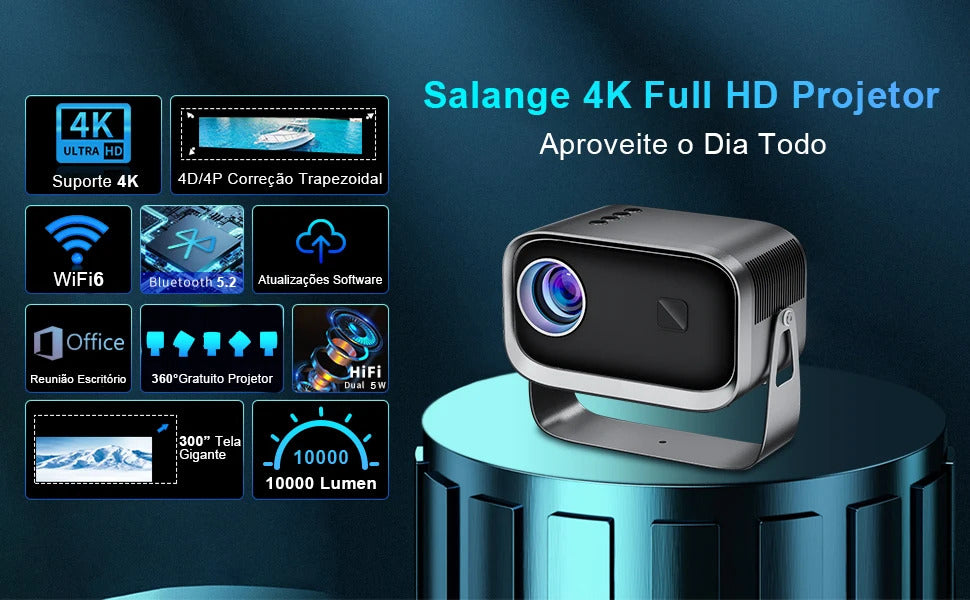 Salange P28B/P28A Mini Projector 8K Full HD LED Wifi Projector 8000 Lumens Android 9 Support 1080P Home Video For Outdoor Movie