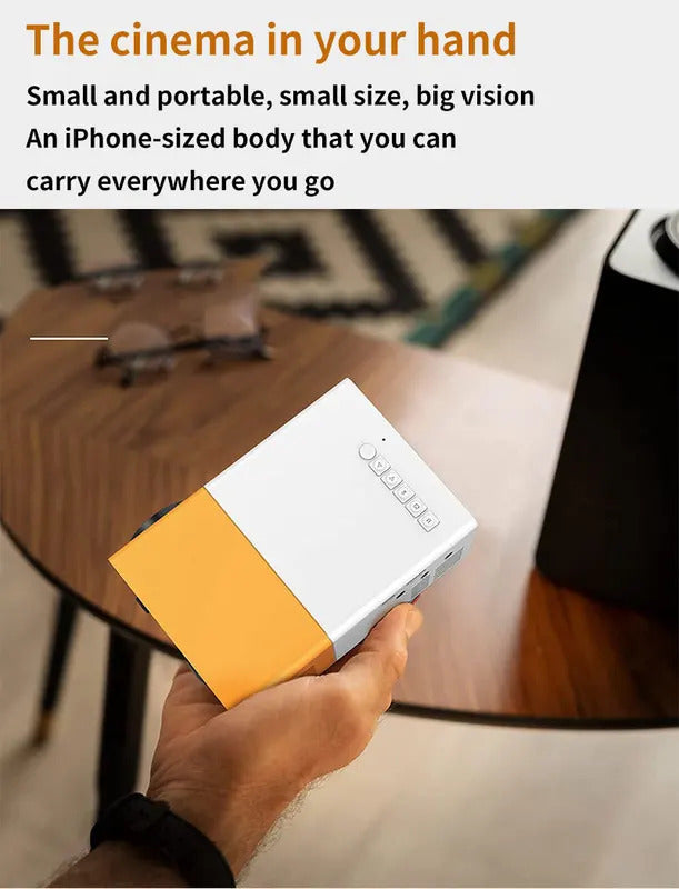 Supports HDMI, USB connection and uses high-definition projector YG300 home theater grade non occupying projector