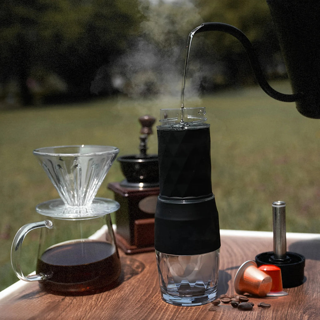 3 In1 Portable Coffee Machine Hot/Cold Water Manual Espresso Maker For Capsule & Ground Hand Press Brewer hiking Travel