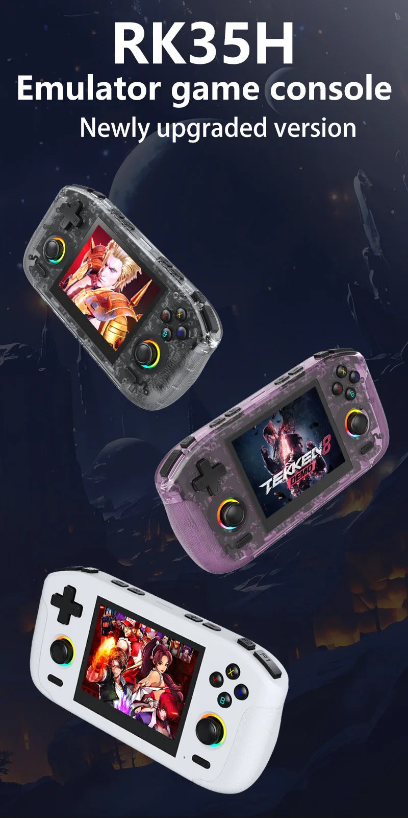 Rk35h Handheld Game Console Game Console Open-Source Portable Psp-Like High-Definition Display Supports Online Two-Player Combat