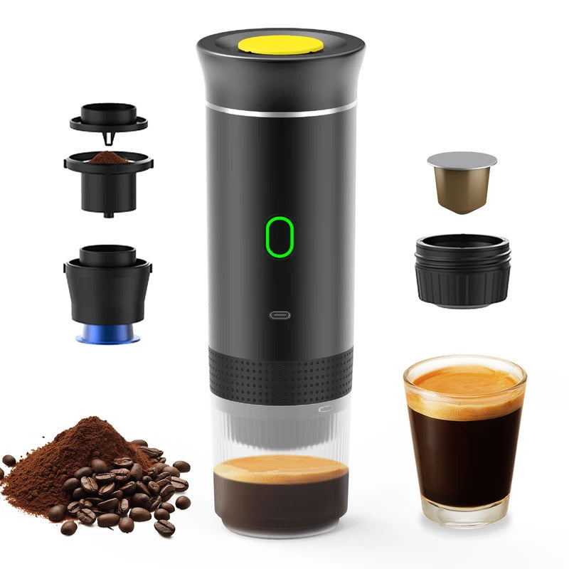 15Bar Mini Portable Coffee Machine for Car Home Travel 3 in 1 Cordless Electric Coffee Maker Work With Capsule and Ground Coffee