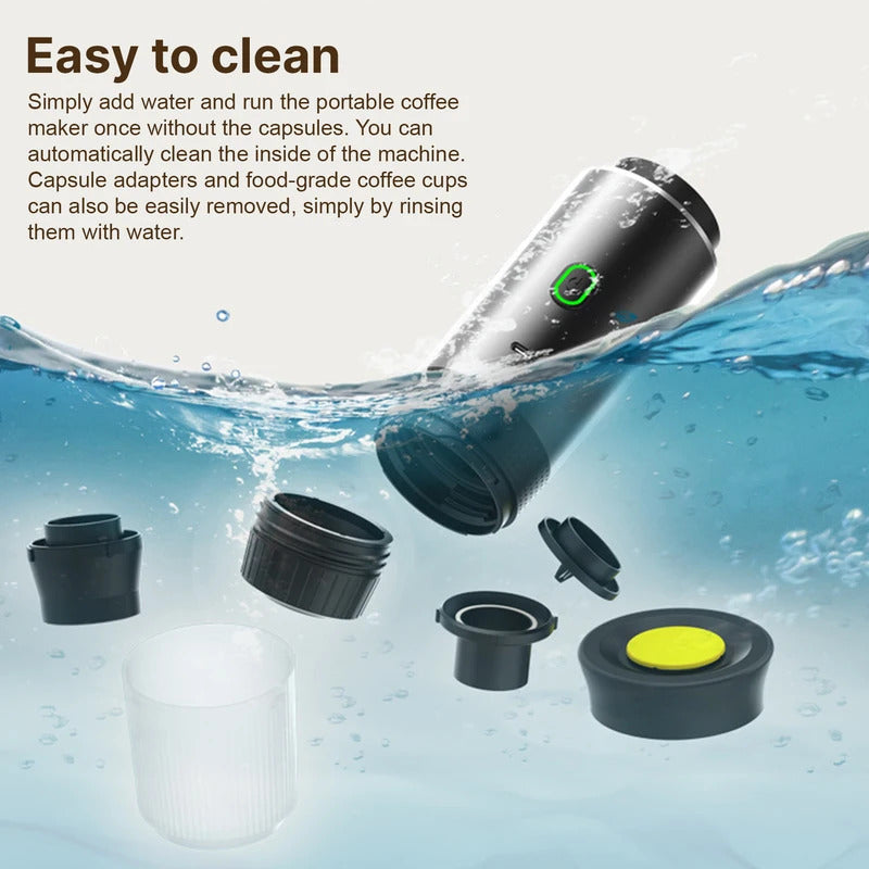 15Bar Mini Portable Coffee Machine for Car Home Travel 3 in 1 Cordless Electric Coffee Maker Work With Capsule and Ground Coffee