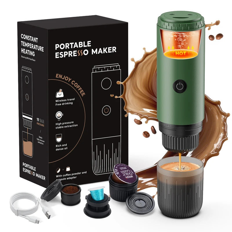 Portable Espresso Machine 3-in-1 Travel Coffee Maker for Camping Hiking Office Self-Heating with USB-C