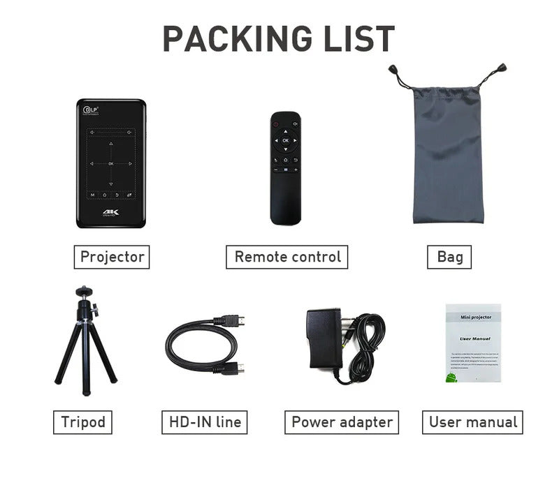 P09-II Portable DLP Mini Pocket Projector Android 9.0 2GB RAM 32GB WIFI