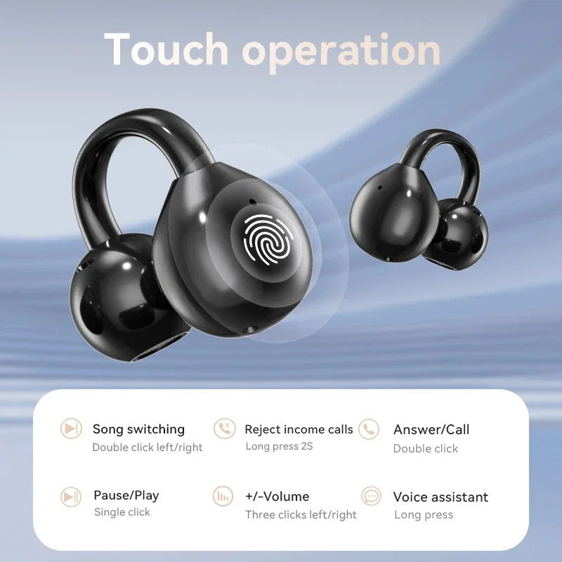 Bluetooth Headphones With AI Translation Dual-ear Digital Display Control Screen Ear Clip Type Wireless Headphones NEW