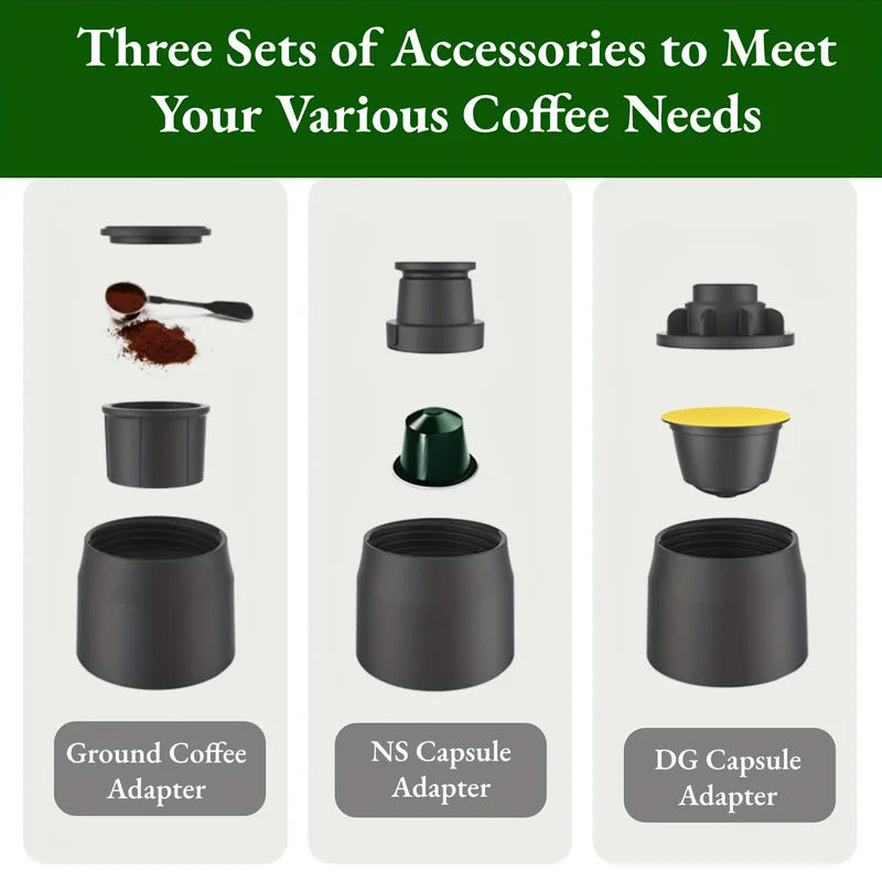 3 In1 Portable Coffee Machine Hot/Cold Water Manual Espresso Maker For Capsule & Ground Hand Press Brewer hiking Travel