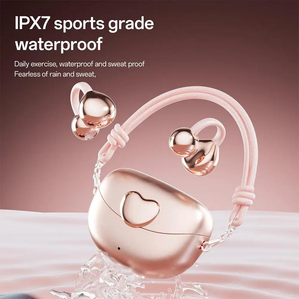 Clip Bluetooth Headphones Noise Canceling Earbuds Heart-shaped Earbuds Multifunction Bluetooth Portable Clip Ear Clip-on He C6I8