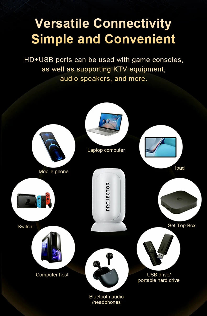 Original TS-6 Smart projector Hidden Lift Gimbal Projector 2.4G 5G WIFI BT High Brightness Home Theater 100 Inch Screen