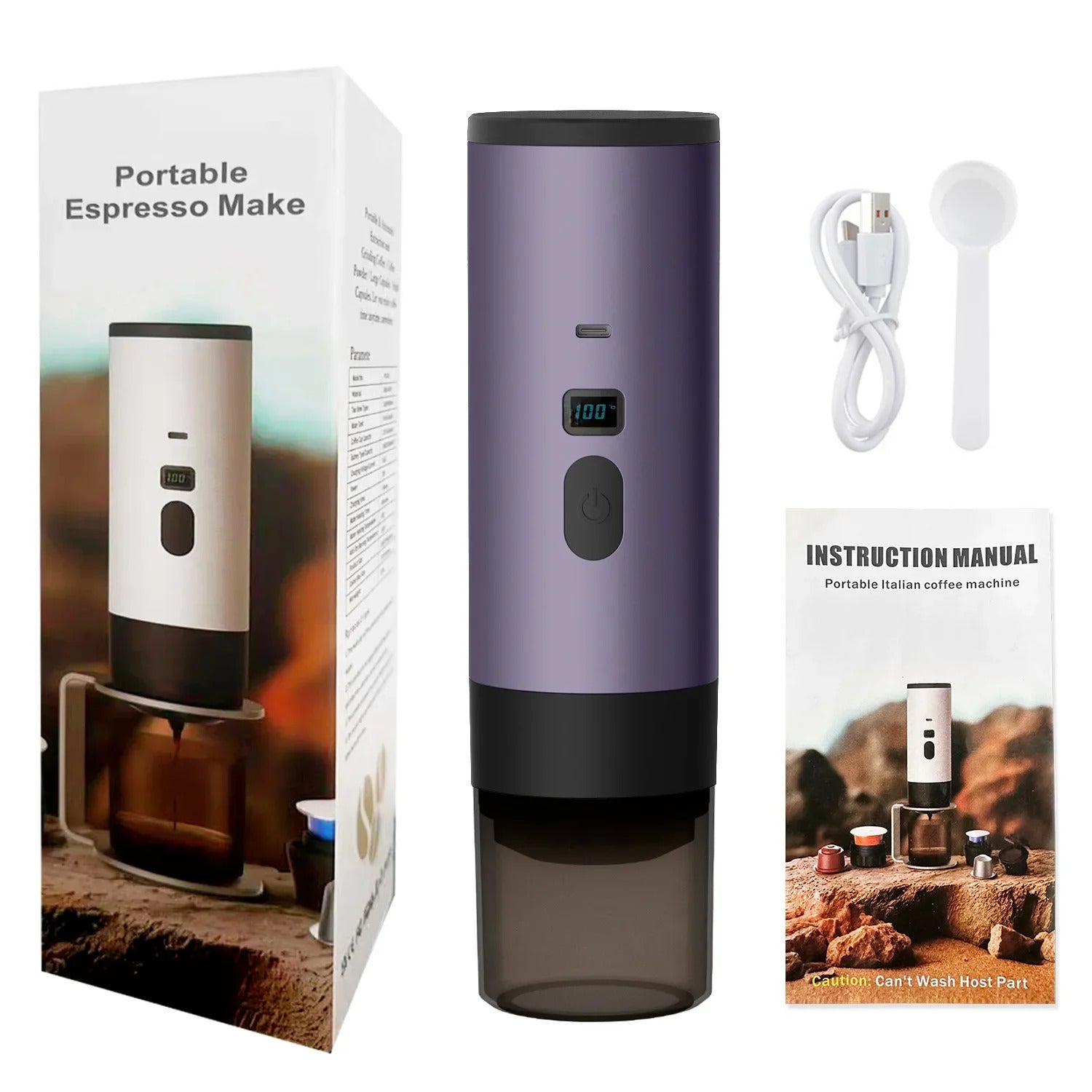Wireless Electric Portable Espresso Coffee Machine for Car and Family Camping Coffee Machine Capsule Powder Travel