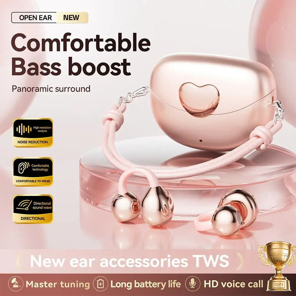 Clip Bluetooth Headphones Noise Canceling Earbuds Heart-shaped Earbuds Multifunction Bluetooth Portable Clip Ear Clip-on He C6I8