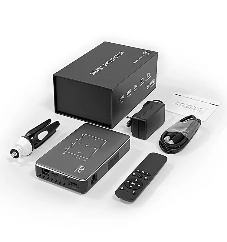 P10-II Portable DLP Android 9.0 Mini Projector Support 3D WIFI 100M RJ45 LAN Bluetooth 4.2 Home Cinema LED Video Projector 4K