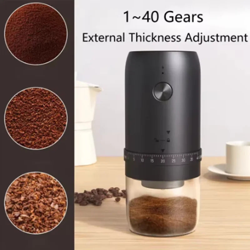 Portable 1800mAh Electric Coffee Bean Grinder 40 Gears External Adjustable Home Rechargeable Grinders Household Coffee Machine