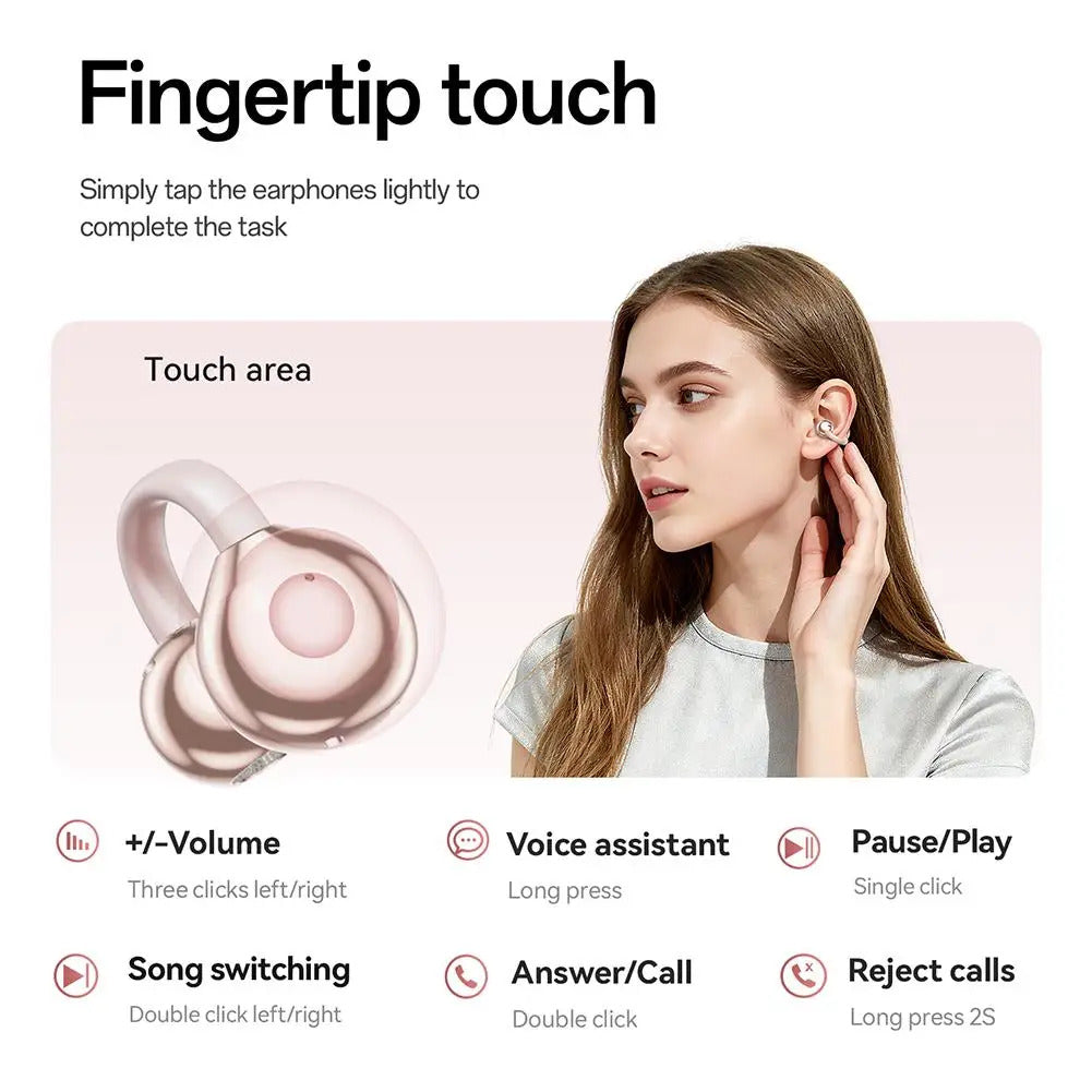 Clip Bluetooth Headphones Noise Canceling Earbuds Heart-shaped Earbuds Multifunction Bluetooth Portable Clip Ear Clip-on He C6I8